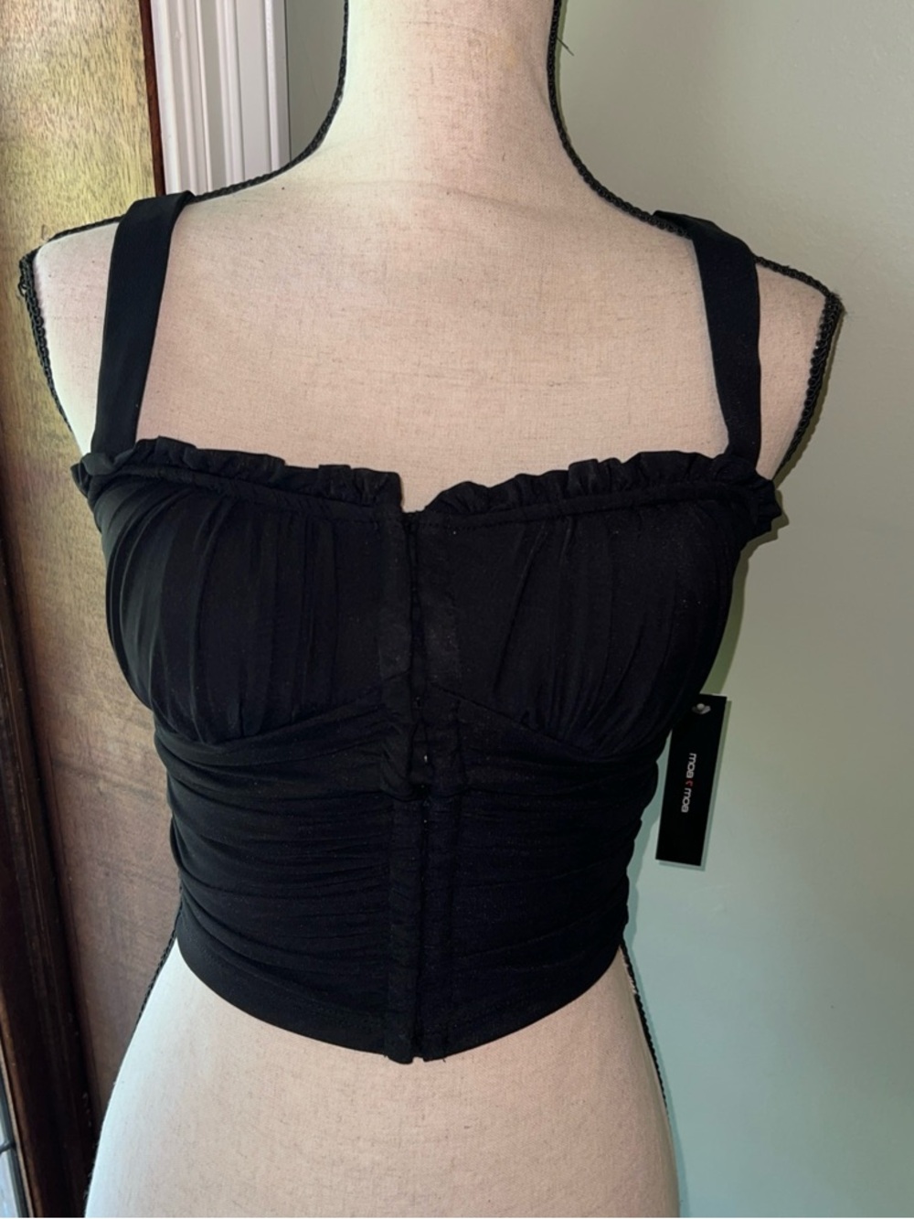 Moa Moa Black Ruched Bustier Crop Top